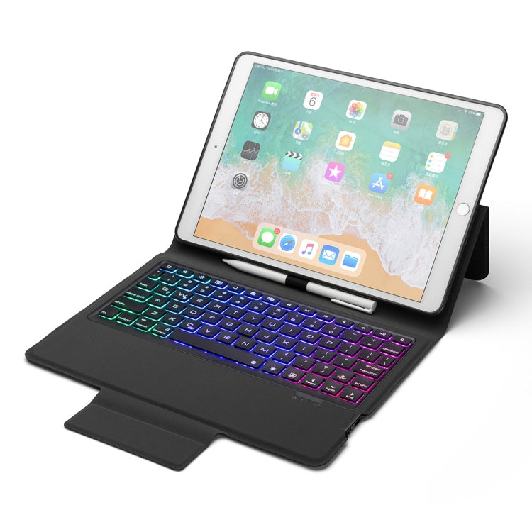 P102AS For iPad 10.2 inch 2019 Backlight Bluetooth Keyboard Leather Tablet Case with Stand & Pen Slot Function