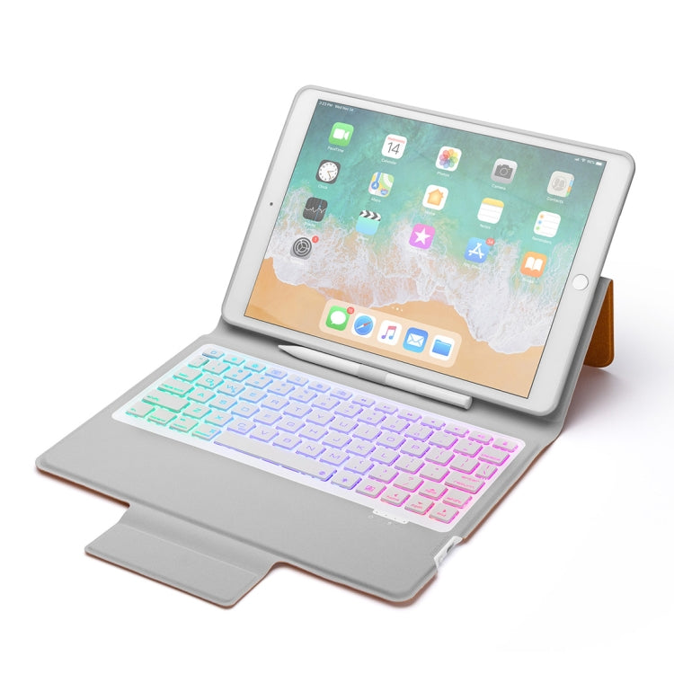 P102AS For iPad 10.2 inch 2019 Backlight Bluetooth Keyboard Leather Tablet Case with Stand & Pen Slot Function