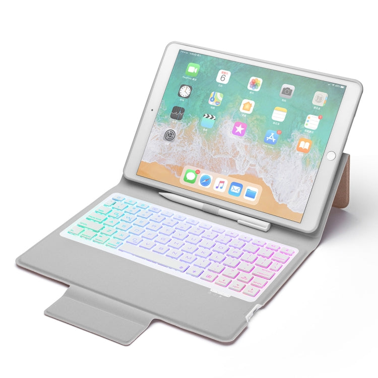 P102AS For iPad 10.2 inch 2019 Backlight Bluetooth Keyboard Leather Tablet Case with Stand & Pen Slot Function