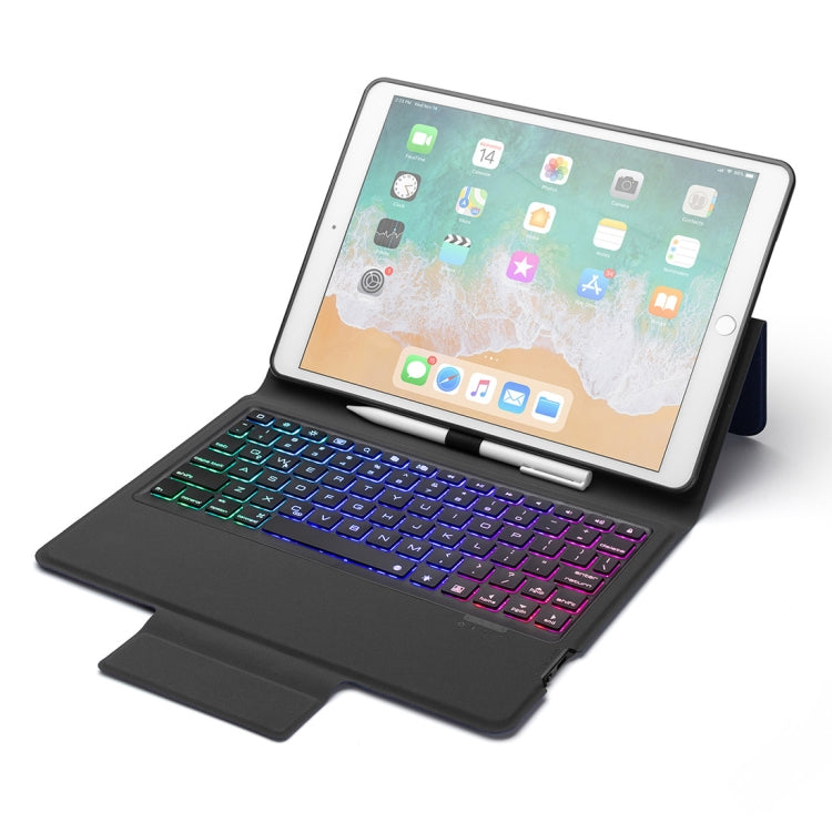 P102AS For iPad 10.2 inch 2019 Backlight Bluetooth Keyboard Leather Tablet Case with Stand & Pen Slot Function