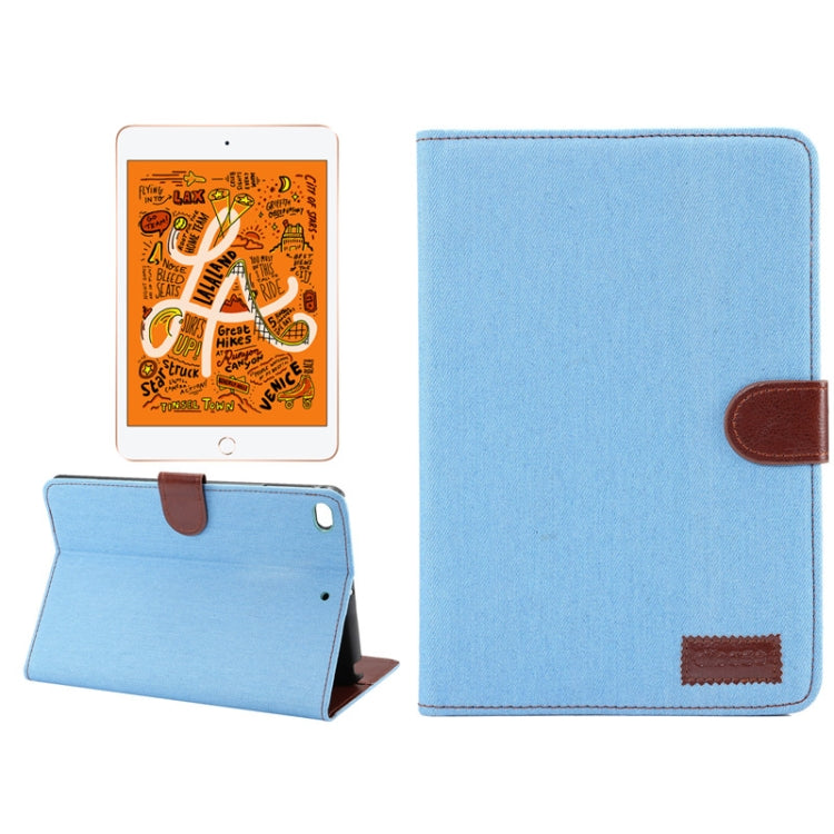 Horizontal Flip Denim Leather Case for iPad Mini 2019 / iPad Mini 4, with Holder & Sleep / Wake-up Function & Wallet (Blue)