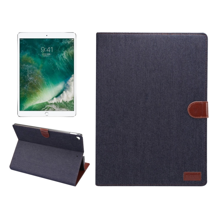 For iPad Pro 12.9 inch (2017) Denim Texture Horizontal Flip Leather Case with Holder & Card Slots & Wallet & Photo Frame