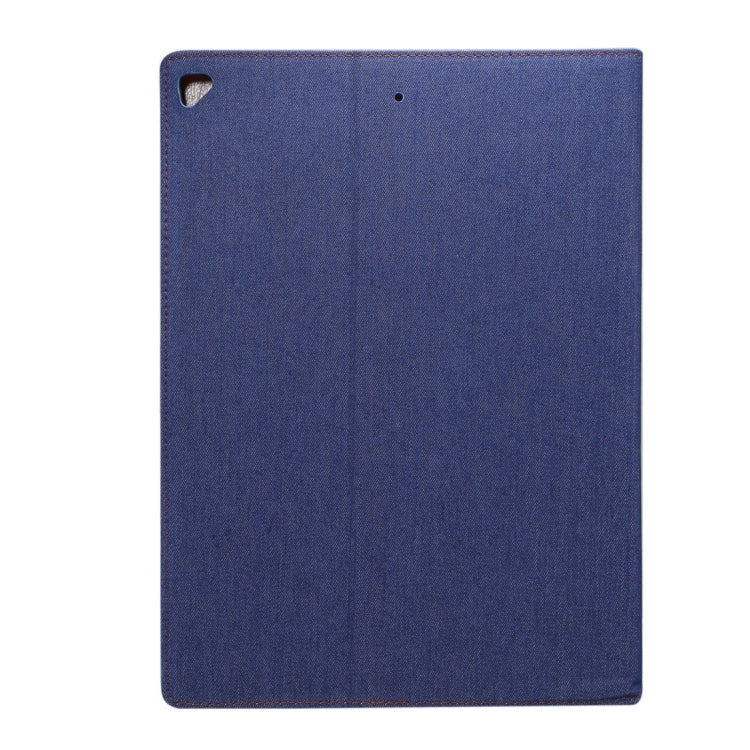 For iPad Pro 12.9 inch (2017) Denim Texture Horizontal Flip Leather Case with Holder & Card Slots & Wallet & Photo Frame