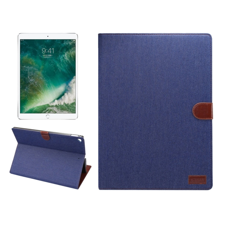 For iPad Pro 12.9 inch (2017) Denim Texture Horizontal Flip Leather Case with Holder & Card Slots & Wallet & Photo Frame