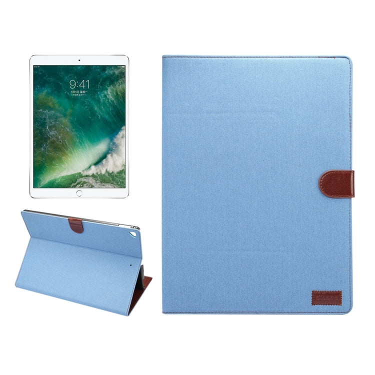 For iPad Pro 12.9 inch (2017) Denim Texture Horizontal Flip Leather Case with Holder & Card Slots & Wallet & Photo Frame