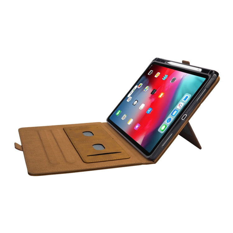 Horizontal Flip Double Holder Leather Case for iPad Pro 11 inch (2018), with Card Slots & Photo Frame & Pen Slot