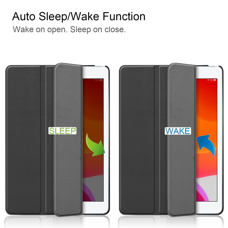 For iPad 10.2 Custer Texture Horizontal Flip Smart PU Leather Case with Sleep / Wake-up Function & Three-folding Holder
