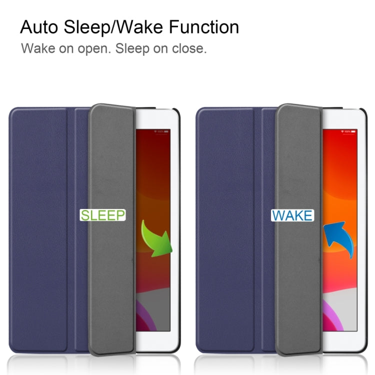 For iPad 10.2 Custer Texture Horizontal Flip Smart PU Leather Case with Sleep / Wake-up Function & Three-folding Holder