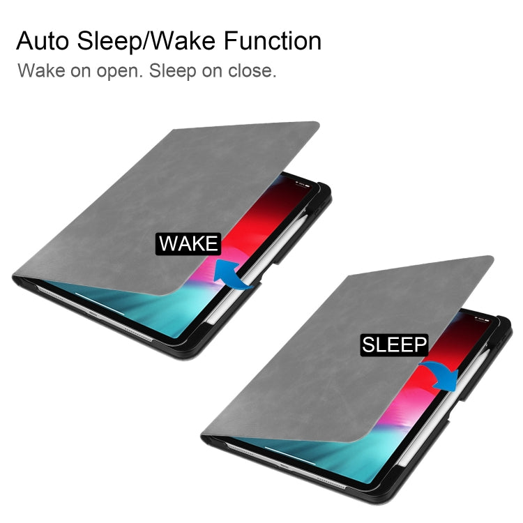 Solid Color Cowhide Texture Horizontal Flip PU Leather Case for iPad Pro 11 inch (2018), with Holder & Sleep / Wake-up Function