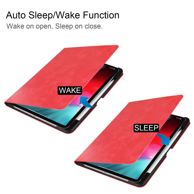 Solid Color Cowhide Texture Horizontal Flip PU Leather Case for iPad Pro 11 inch (2018), with Holder & Sleep / Wake-up Function