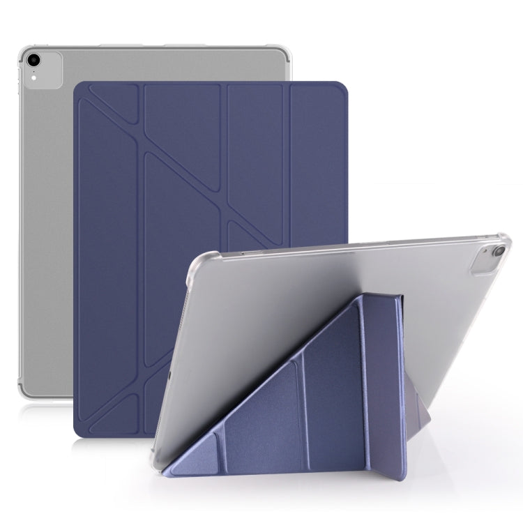 Multi-folding Shockproof  PC + PU Leather Protective Case for iPad Pro 12.9 2018 / 2020, with Holder & Sleep / Wake-up Function