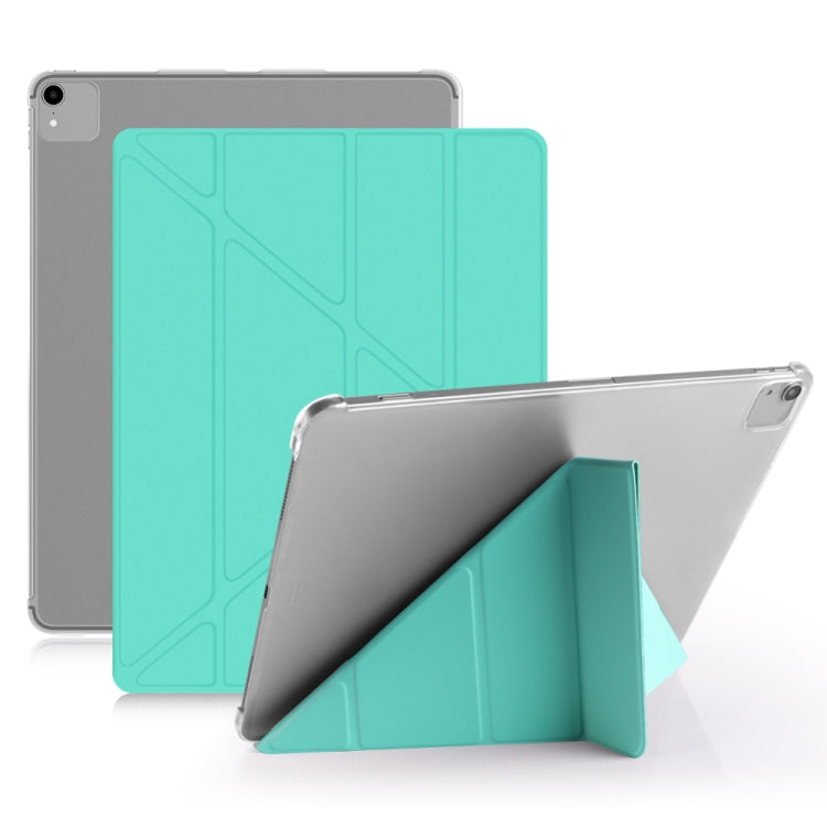 Multi-folding Shockproof  PC + PU Leather Protective Case for iPad Pro 12.9 2018 / 2020, with Holder & Sleep / Wake-up Function