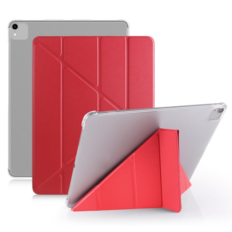 Multi-folding Shockproof  PC + PU Leather Protective Case for iPad Pro 12.9 2018 / 2020, with Holder & Sleep / Wake-up Function