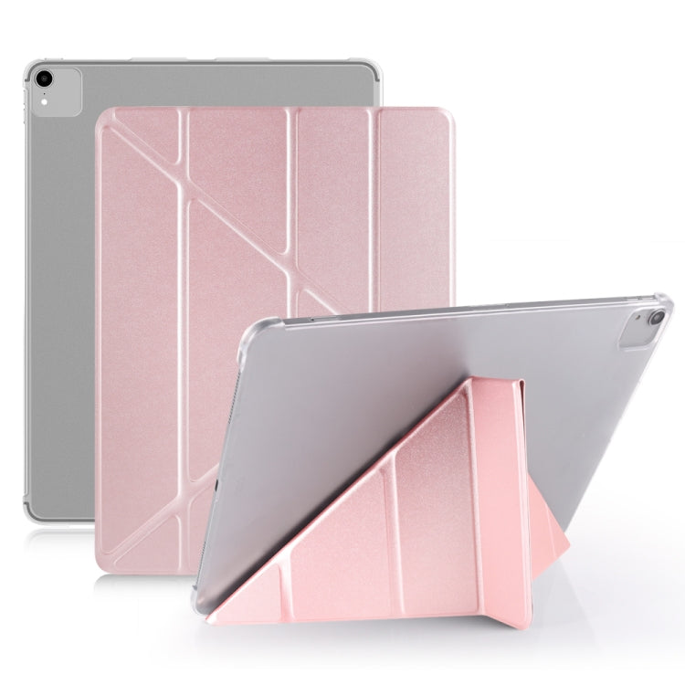 Multi-folding Shockproof  PC + PU Leather Protective Case for iPad Pro 12.9 2018 / 2020, with Holder & Sleep / Wake-up Function