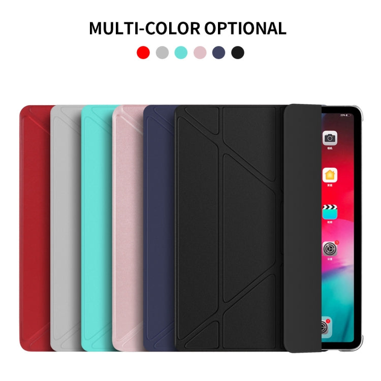 Multi-folding Shockproof  PC + PU Leather Protective Case for iPad Pro 12.9 2018 / 2020, with Holder & Sleep / Wake-up Function