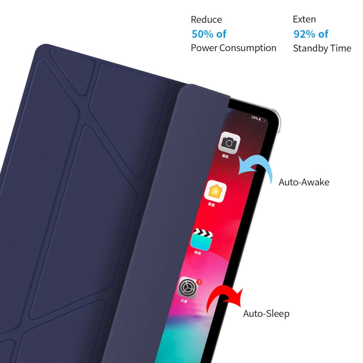 Multi-folding Shockproof  PC + PU Leather Protective Case for iPad Pro 12.9 2018 / 2020, with Holder & Sleep / Wake-up Function