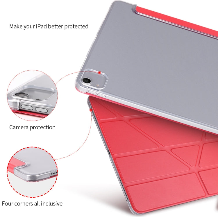 Multi-folding Shockproof  PC + PU Leather Protective Case for iPad Pro 12.9 2018 / 2020, with Holder & Sleep / Wake-up Function