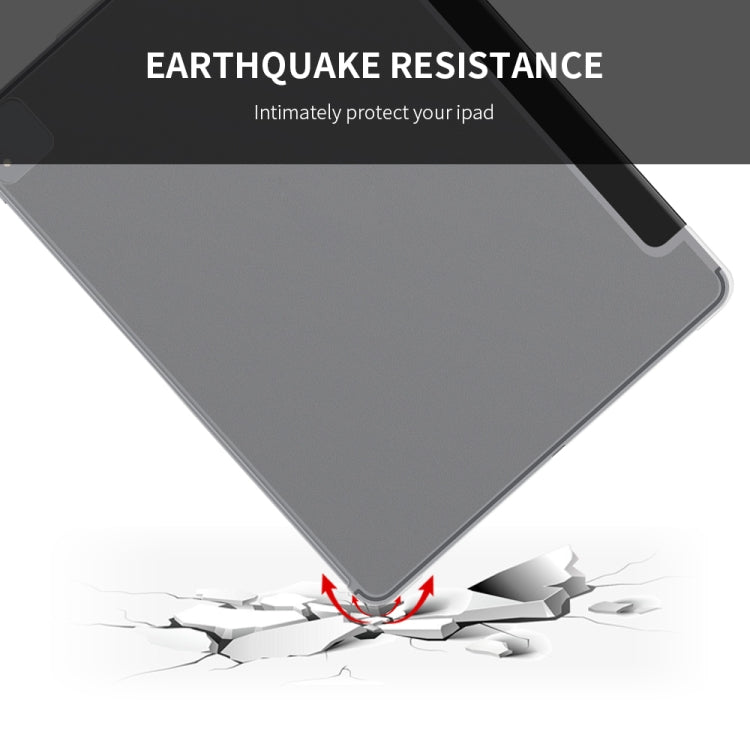 Multi-folding Shockproof  PC + PU Leather Protective Case for iPad Pro 12.9 2018 / 2020, with Holder & Sleep / Wake-up Function