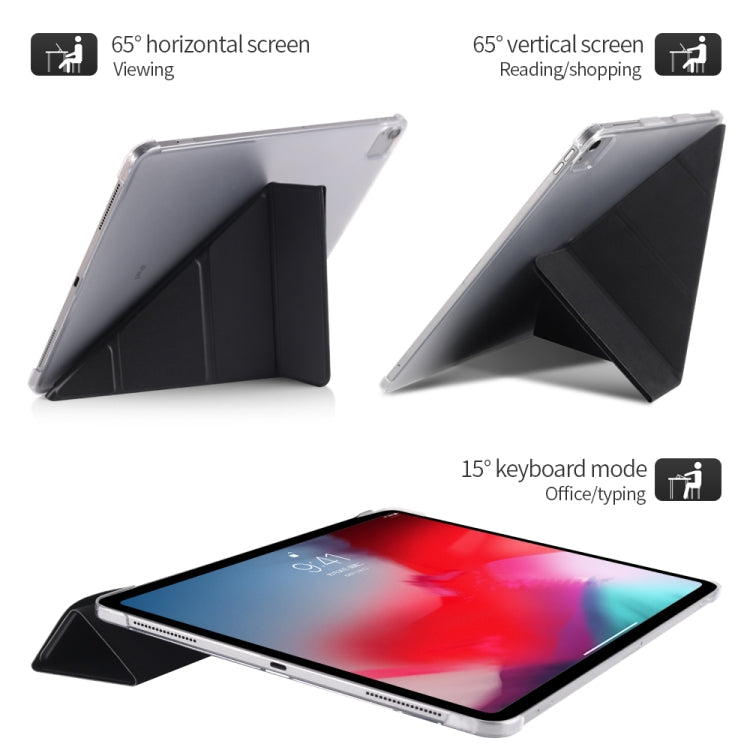 Multi-folding Shockproof  PC + PU Leather Protective Case for iPad Pro 12.9 2018 / 2020, with Holder & Sleep / Wake-up Function
