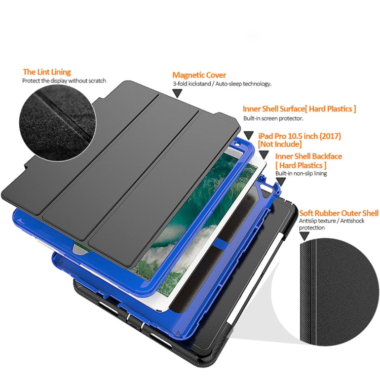 For iPad Pro 10.5 inch (2017) 3-layer Magnetic Protective Case with Smart Cover Auto-sleep & Awake Function