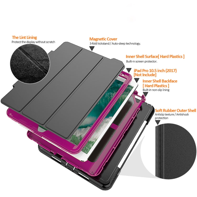 For iPad Pro 10.5 inch (2017) 3-layer Magnetic Protective Case with Smart Cover Auto-sleep & Awake Function