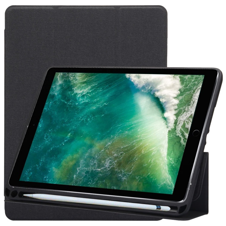 Cloth Texture Pattern Horizontal Flip Leather Case for iPad Pro 10.5 inch ,with Three-folding Holder & Pen Slots