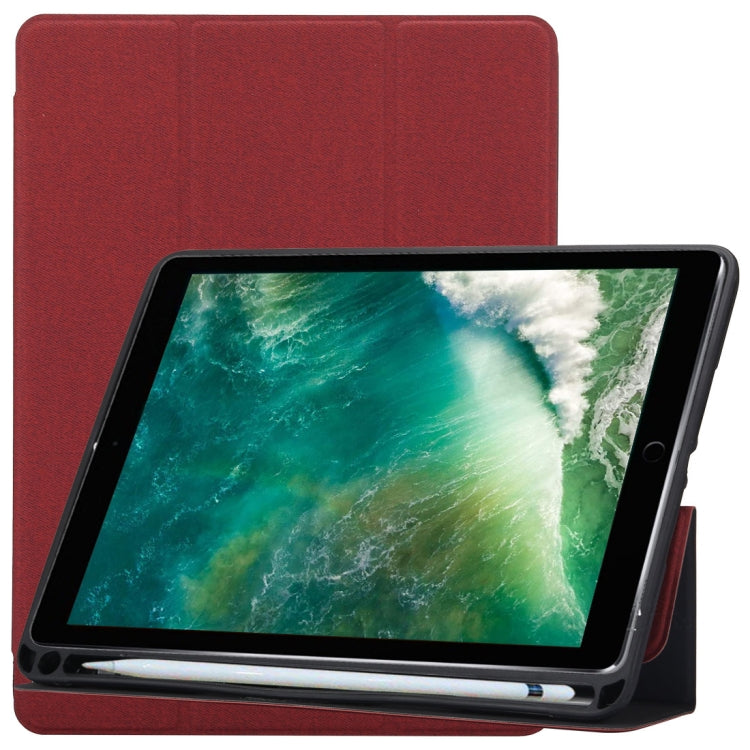 Cloth Texture Pattern Horizontal Flip Leather Case for iPad Pro 10.5 inch ,with Three-folding Holder & Pen Slots