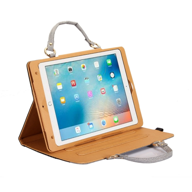 For iPad Pro 10.5 inch Jeans Texture Horizontal Flip Handle Leather Case with Holder & Small Pocket & Sleep / Wake-up (Black)