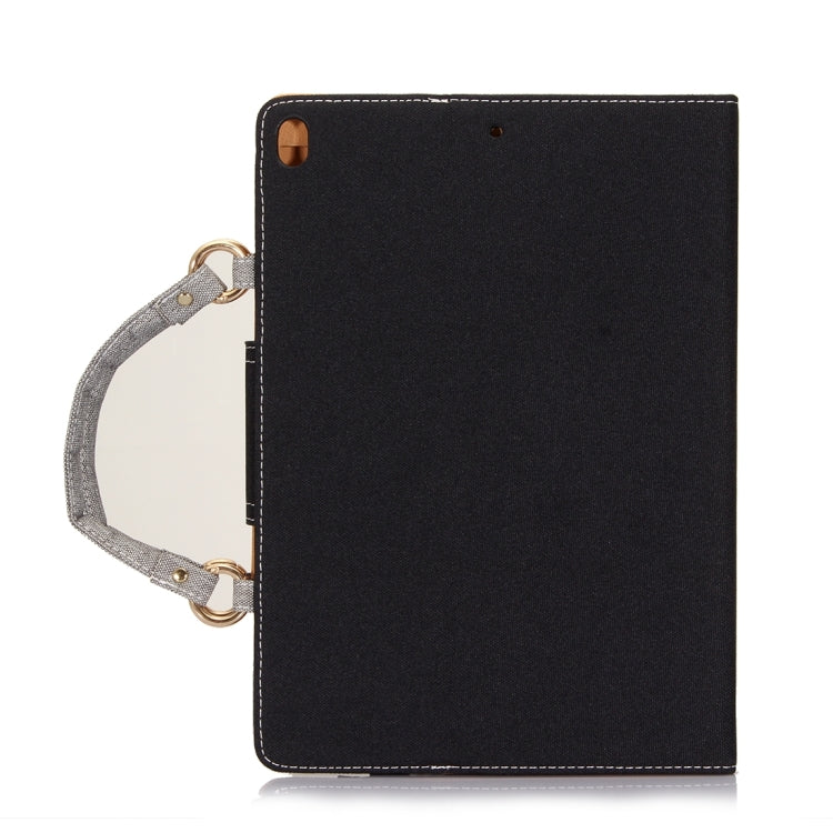 For iPad Pro 10.5 inch Jeans Texture Horizontal Flip Handle Leather Case with Holder & Small Pocket & Sleep / Wake-up (Black)
