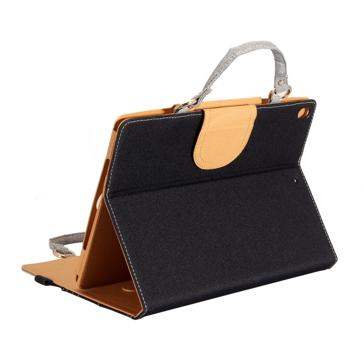 For iPad Pro 10.5 inch Jeans Texture Horizontal Flip Handle Leather Case with Holder & Small Pocket & Sleep / Wake-up (Black)