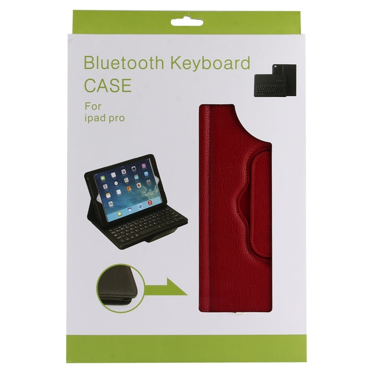 For iPad Pro 12.9 inch (2017) Detachable Bluetooth Keyboard + Litchi Texture Horizontal Flip Leather Tablet Case with Holder