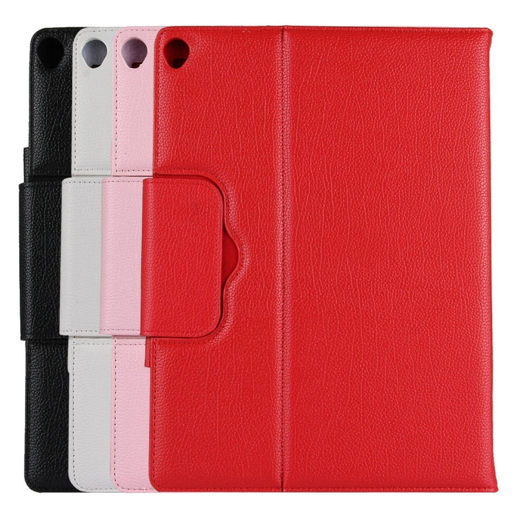 For iPad Pro 12.9 inch (2017) Detachable Bluetooth Keyboard + Litchi Texture Horizontal Flip Leather Tablet Case with Holder