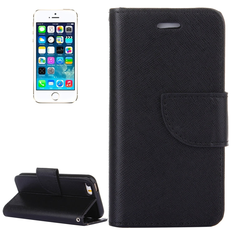 Cross Texture Horizontal Flip Solid Color Leather Case with Holder & Card Slots & Wallet for iPhone SE & 5 & 5s