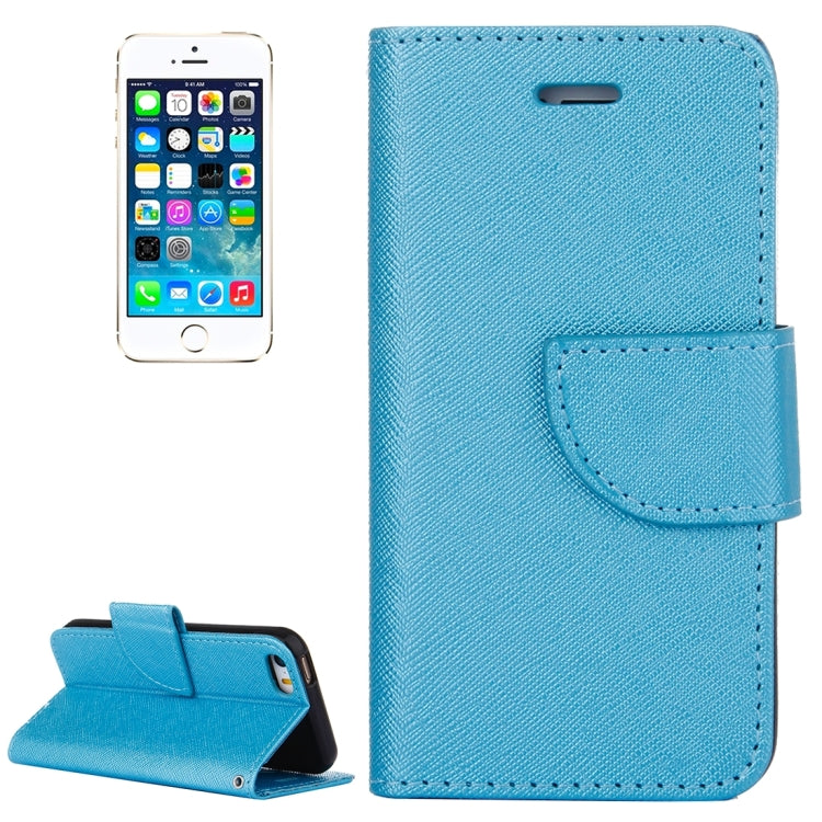 Cross Texture Horizontal Flip Solid Color Leather Case with Holder & Card Slots & Wallet for iPhone SE & 5 & 5s