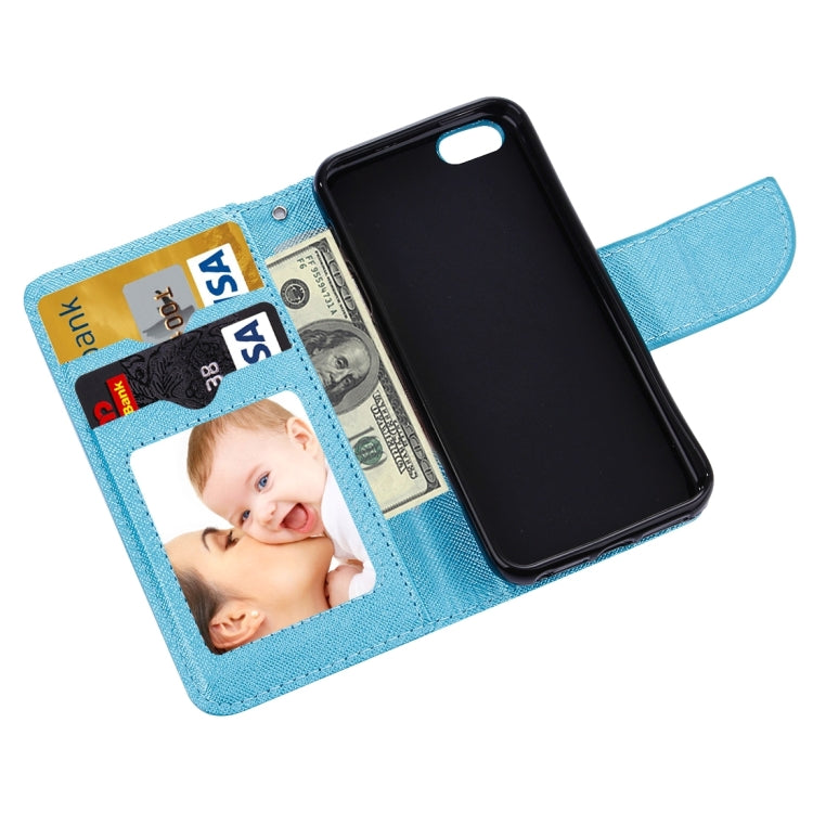 Cross Texture Horizontal Flip Solid Color Leather Case with Holder & Card Slots & Wallet for iPhone SE & 5 & 5s