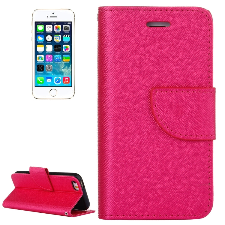 Cross Texture Horizontal Flip Solid Color Leather Case with Holder & Card Slots & Wallet for iPhone SE & 5 & 5s
