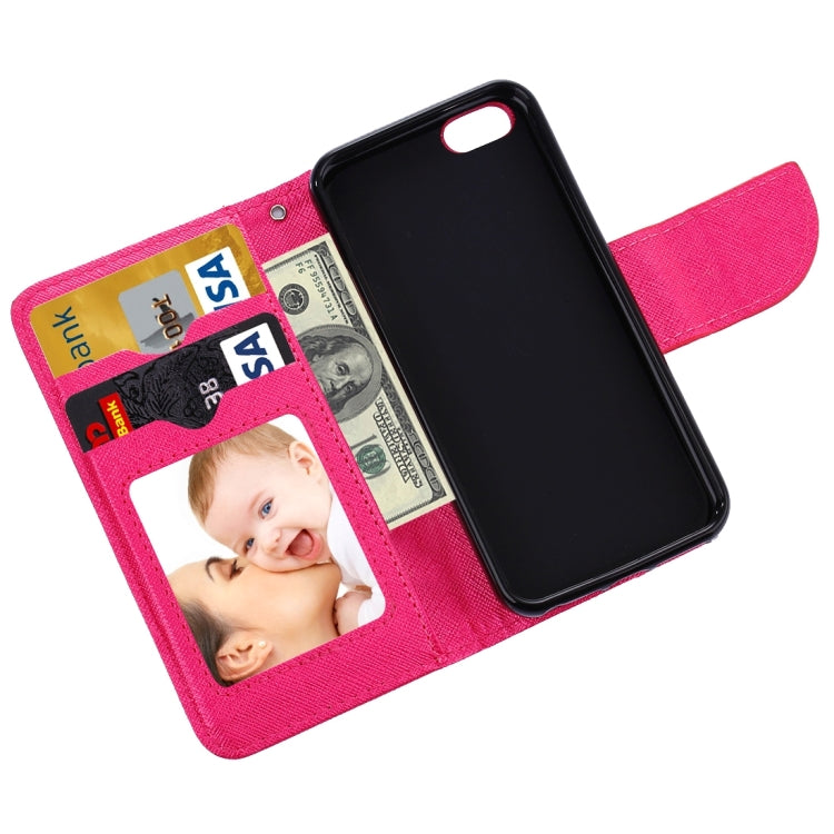 Cross Texture Horizontal Flip Solid Color Leather Case with Holder & Card Slots & Wallet for iPhone SE & 5 & 5s