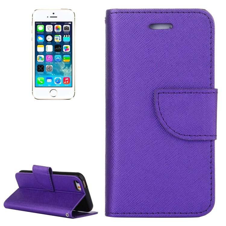 Cross Texture Horizontal Flip Solid Color Leather Case with Holder & Card Slots & Wallet for iPhone SE & 5 & 5s