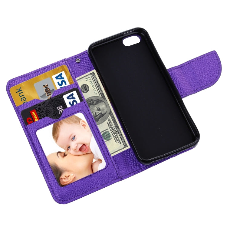 Cross Texture Horizontal Flip Solid Color Leather Case with Holder & Card Slots & Wallet for iPhone SE & 5 & 5s