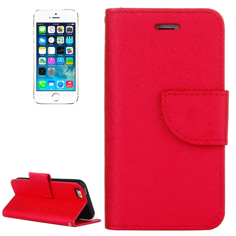 Cross Texture Horizontal Flip Solid Color Leather Case with Holder & Card Slots & Wallet for iPhone SE & 5 & 5s