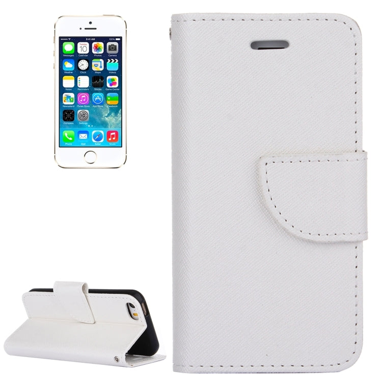 Cross Texture Horizontal Flip Solid Color Leather Case with Holder & Card Slots & Wallet for iPhone SE & 5 & 5s