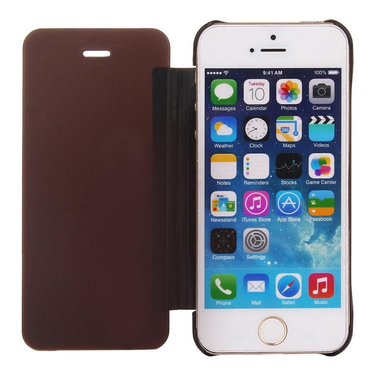 For iPhone SE & 5s & 5 Electroplating Mirror Horizontal Flip Leather Case