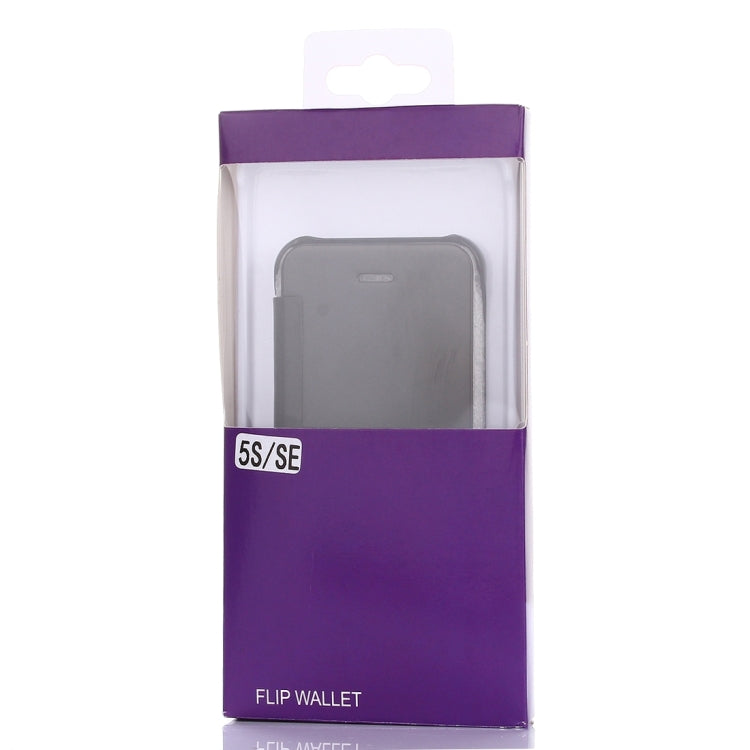 For iPhone SE & 5s & 5 Electroplating Mirror Horizontal Flip Leather Case