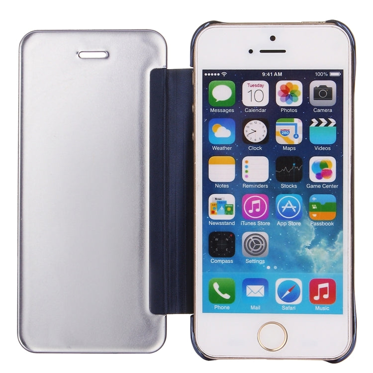 For iPhone SE & 5s & 5 Electroplating Mirror Horizontal Flip Leather Case