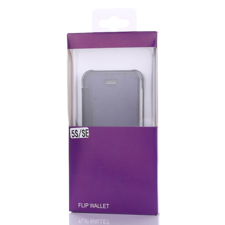 For iPhone SE & 5s & 5 Electroplating Mirror Horizontal Flip Leather Case