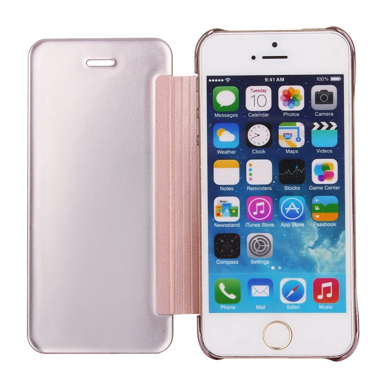 For iPhone SE & 5s & 5 Electroplating Mirror Horizontal Flip Leather Case