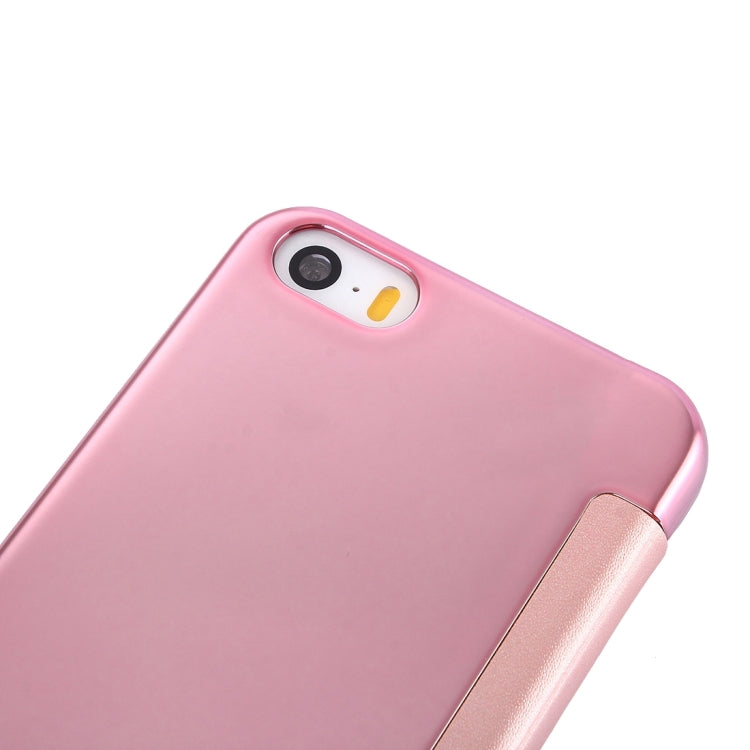 For iPhone SE & 5s & 5 Electroplating Mirror Horizontal Flip Leather Case