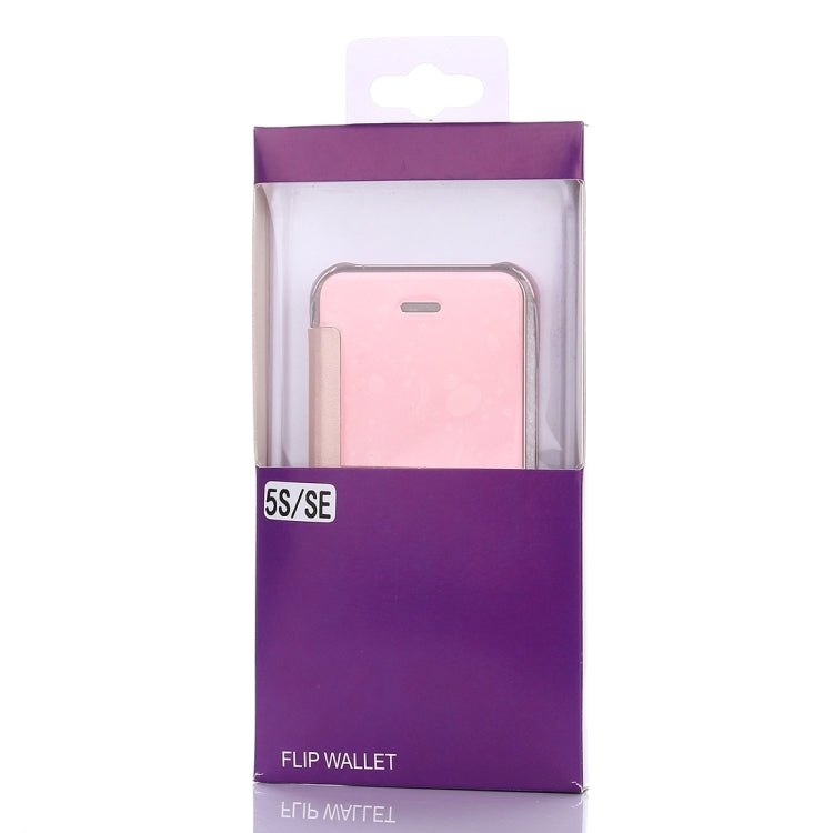 For iPhone SE & 5s & 5 Electroplating Mirror Horizontal Flip Leather Case