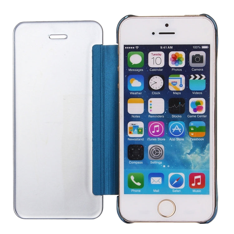 For iPhone SE & 5s & 5 Electroplating Mirror Horizontal Flip Leather Case
