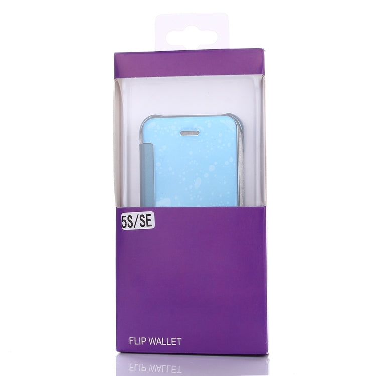 For iPhone SE & 5s & 5 Electroplating Mirror Horizontal Flip Leather Case